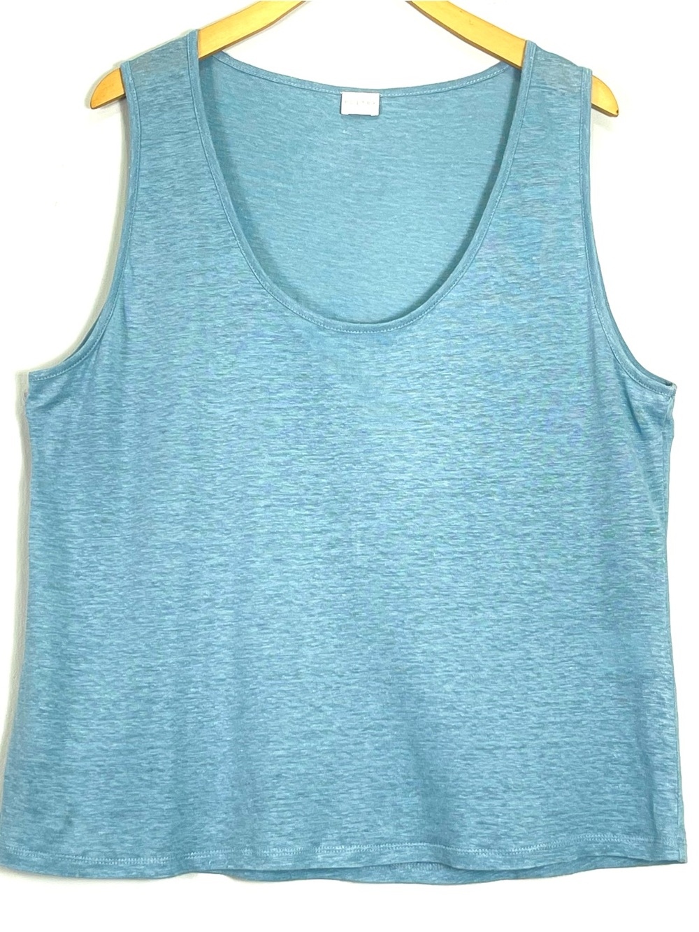 POETRY Women's 100% Linen Light Blue Tank Top Scoop Neck Size 16